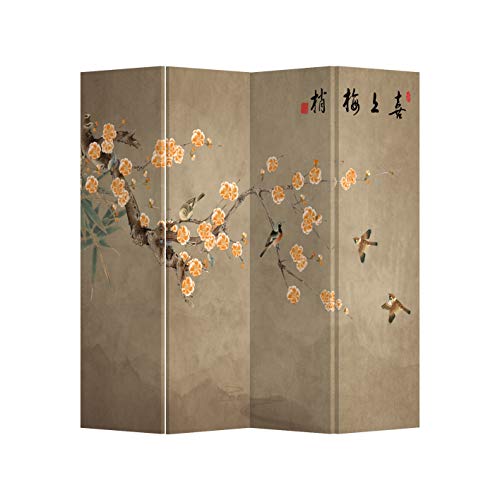 Fine Asianliving Paravent Raumteiler Japanisch Orientalisch Chinesisch Beidseitig L160xH180cm Spanische Wand Trennwand Room Divider Raumtrenner Sichtschutz Bedruckte Canvas Leinwand Asiatisch Cover