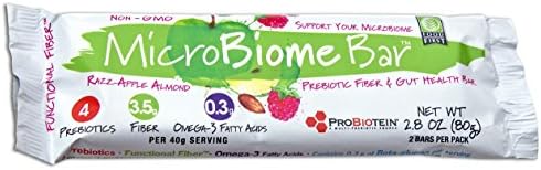 MicroBiome Bar, Prebiotic Fiber and Gut Health Bar, 2.8 oz, 12 Pack (Razz-Apple Almond)
