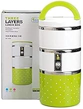 3 Layers Stainless Steel Lunch Containers with Plastic Handles, Lunch Box Leak-Proof Food Containers for Adults, Kids at Work, School, Office 1230ml (Green 3 Layer Lunch Box)