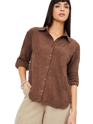 Image of Max Plus Size Women Embroidered Oversized Cotton Shirt