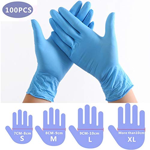 Shuanghao Einweghandschuhe, transparent/blau, 100 Stück Vinyl/Nitril, latexfrei, staubfrei, Home Reinigung, Reinigung von Tellerhandschuhen (große Box mit 100 Stück) (blau, XL)