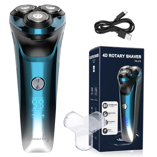 Máquina de Afeitar Barba [2026 New] Afeitadora Eléctrica Hombre con recortadora, Cabezal flexible 360º, 120 min de uso, En Seco y Húmedo, USB C Recargable, Azul