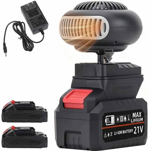 Battery Powered Heater, 2026 New Portable Heater Runs on Batteries, Battery Operated Heaters for Indoors Car Small Space, Rechargeable Anti Tilt Design, With Car Window Defrosting Function(2batteries)