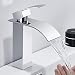 Produktbild WOOHSE Wasserfall Wasserhahn Bad, Waschtischarmatur für Bad Waschbeckenarmatur, Kalt + Warmwasser Mischbatterie Einhebelmischer waschbecken, Armatur badezimmer, Chrom