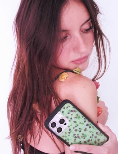 Image of Wildflower Cases - Compatible with iPhone 16 Pro Max| Protective Black Bumper, 6.5ft Drop Test Certified, Women Owned Small Business | Floral Green Aesthetic Dainty Cute | Purple Posie Rosie