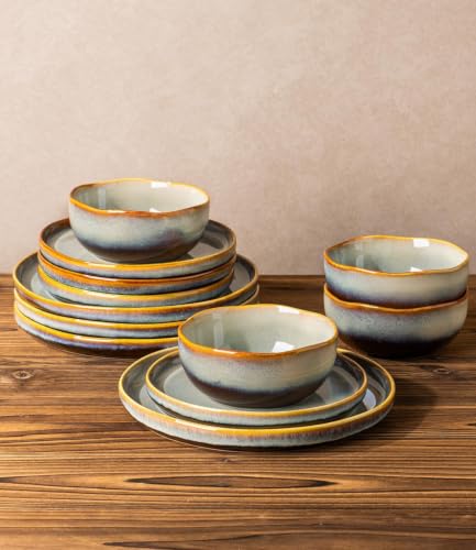 Image of TheTerra Ceramic Dinnerware Set for 8, 24-Piece Plates and Bowls Set