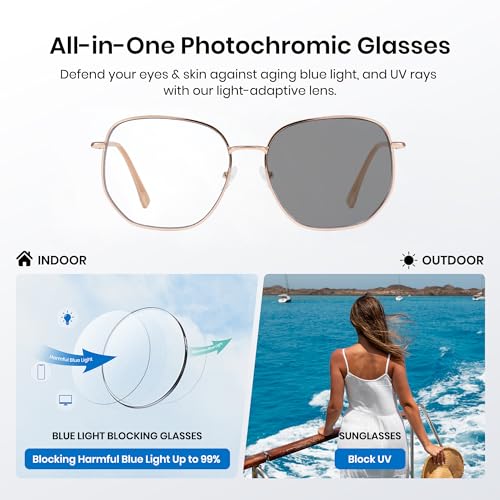 Image of Cyxus Photochromic Blue Light Glasses for Men Women Computer Glasses UV Protection Glasses 8261