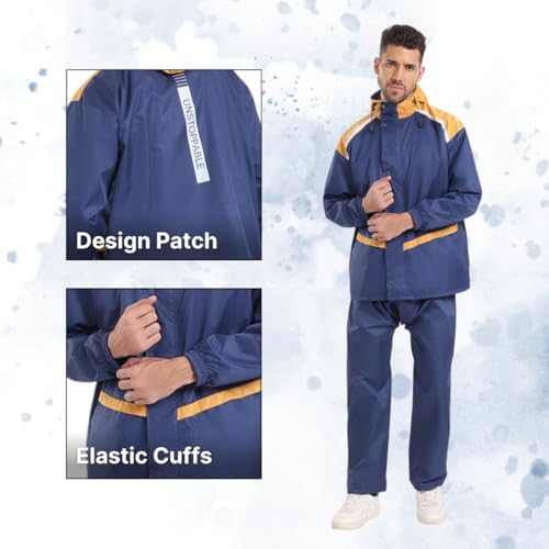 Image of Citizen Hooded Raincoat for Men Women Waterproof for Bike Riders Dobby Fabric Lightweight Stylish Sealed Hood, Large Pockets, Heavy-Duty Zippers Rainwear with Carry Pouch-CR017