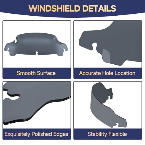 Image of Smoke 7 inch Motorcycle Windshield Windscreen Compatible for 2014-2023 Harley Davidson Touring Street Glide /Electra Glide /Ultra Limited /Tri Glide FLHT FLHX FLHXS FLHTK