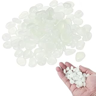 500PCS Glow in The Dark Pebbles, Glow in Dark Luminous Cobblestones Glowing Pebble Rock Stones, Garden Stones Decorative White Pebbles for Garden, Potted Plant, Fish Tank