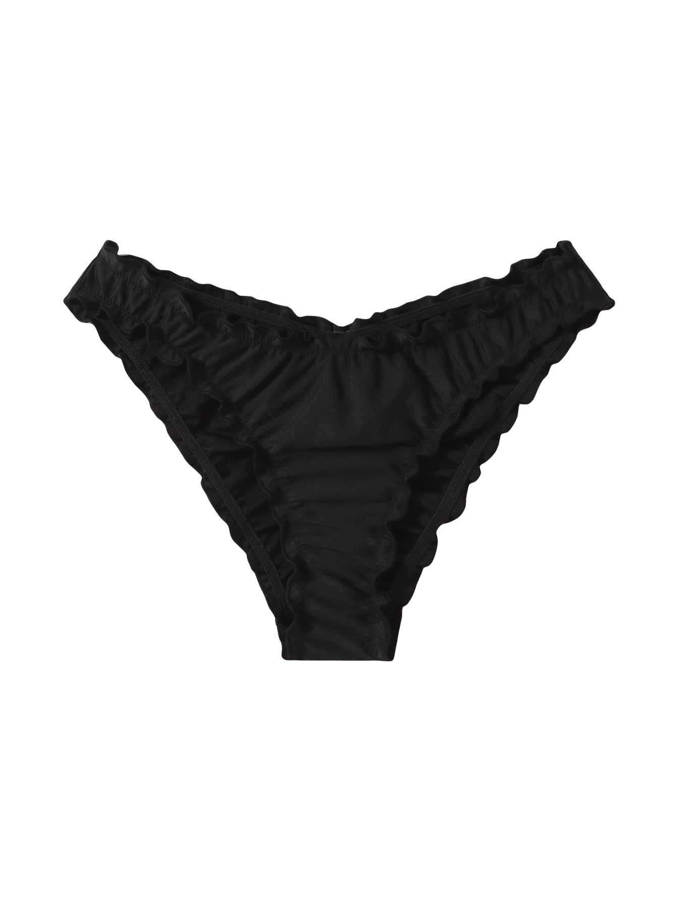 Milumia Women's Bikini Bottoms Solid Ruched Lettuce Trim Swim Bottom Swimwear