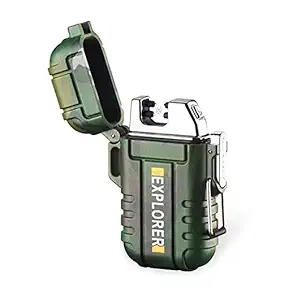 Peary Waterproof Flameless Electric Lighter Dual Arc Plasma Beam Pocket Lighter USB Rechargeable Windproof No Butane Ideal Lighter for Indoor and Outdoor Activities (Multicolor)
