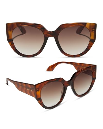 DIFF Ivy Designer Sunglasses for Women, UV400 Protection, Sequoia Tortoise + Brown Gradient