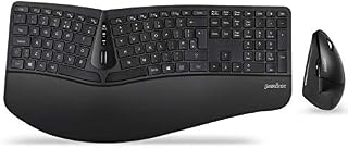 Perixx Periduo-605, Wireless Ergonomic Split Keyboard and Vertical Mouse Combo, Adjustable Palm Rest and Membrane Low Profile Keys, UK QWERTY