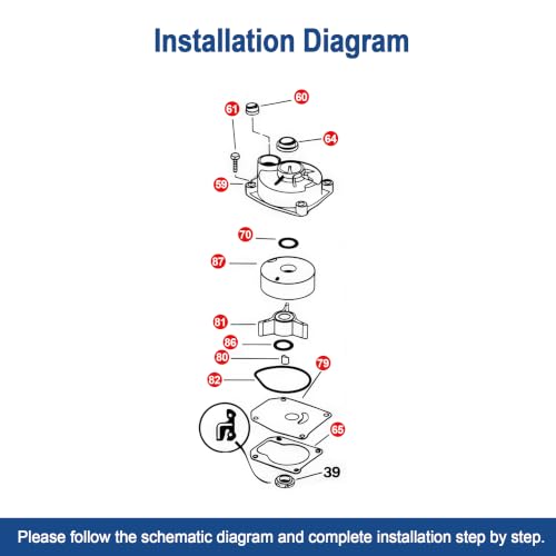 Image of MARKGOO Water Pump Repair Kit 438592 for Johnson Evinrude 25-50 HP Outboard