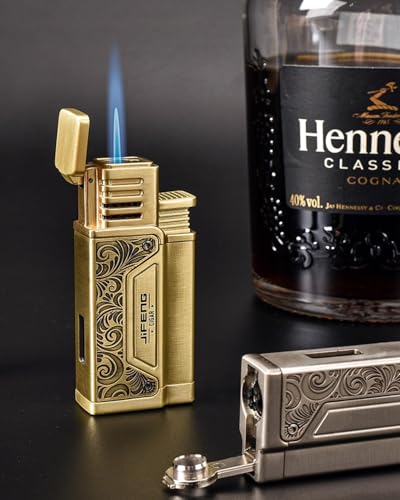 Encendedor antorcha para cigarros con punzón y llama a prueba de viento miniatura 2