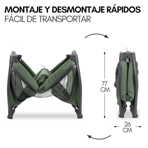 hauck Play n Relax Center Set de Cuna de Viaje con Colchón y Mosquitera - Dos Alturas para Recién Nacidos - Parque Infantil Bebe con Cambiador y Ruedas - Cama Bebé con Accesorios - Verde - imagen 3