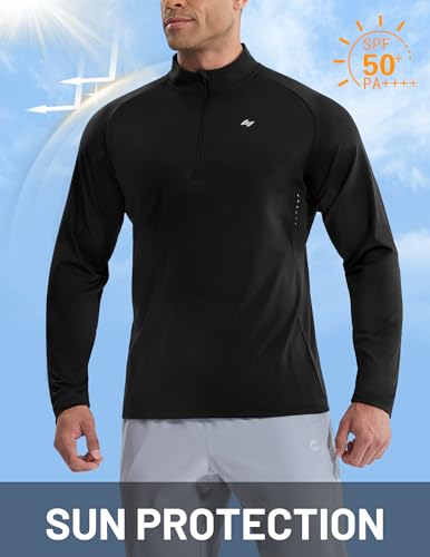 MIER Dry Fit Quarter Zip Pullover for Men, Long Sleeve 1/4 Zip Lightweight Golf Athletic Fishing Shirts (Sun Protection)4