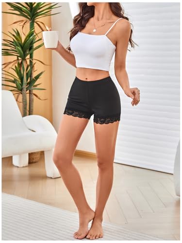 Image of MakeMeChic Women's Summer Lace Trim Shorts Biker Under Dresses