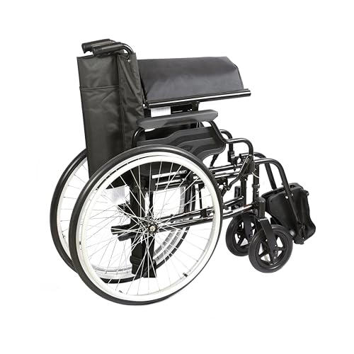 Image of 3000 Self-Propelled /Attendant Steel Wheelchair for Elderly & Patients | 8 inch PU Castors and 24 inch Rear Wheels with PU tires | Weight Capacity 125 kg | Lightweight Foldable Design | Seat Size 16 inch