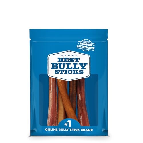 Best Bully Sticks Thick 6 Inch Bully Sticks for Dogs - 5 Count (Pack of 1) - Natural, Grass-Fed Beef, Single Ingredient, Grain and Rawhide Free - Large Breeds