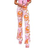 Alyweatry Women Y2k High Waist Fashion Pants Tie Dye Print Flared Trousers Straight Leg Streetwear...