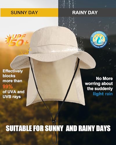 Sombrero impermeable para sol unisex beige miniatura 2