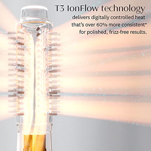 T3 Airebrush Duo Interchangeable Hot Air Blow Dry Brush With Two Attachments – Includes 15 Heat And Speed Combinations, T3 Ionflow Technology, Volume Booster Switch, Lock-In Cool Shot #TOP5