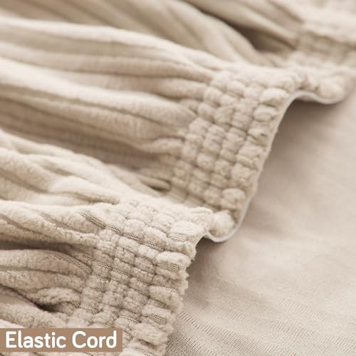 Image of HOKIPO 200 GSM Premium Knitting Jacquard Elastic Dining Table Chair Cover Set of 2, 'Nestiva Series' Skimmed Cream (AR-6072-CRM)