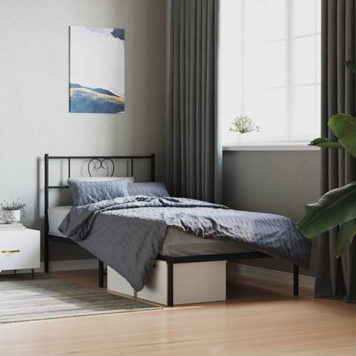 Snsowed Estructura de Cama con cabecero Metal Negro 100x190 cm, Somier, Base Cama, Marco De Cama, Cama Mueble, Camas es - 355457
