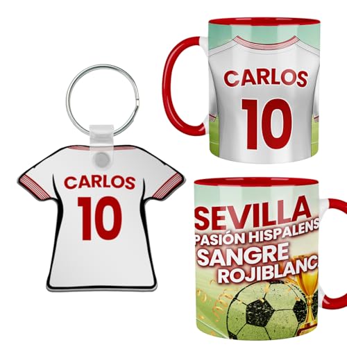 Kembilove® Pack Taza y Llavero Sevilla FC Personalizados |