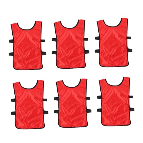 Pack de 6 chalecos de entrenamiento de fútbol infantil rojos para niños