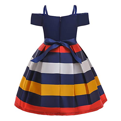 Cichic Girls Party Dress Princess Dress For Girls Formal Dresses Elegant Baby Girls Dress Age 0-10 Years(3-4 Years, Blue Stripes) #TOP1