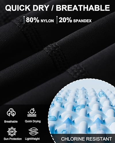 Roadbox Men's Athletic Swim Jammers, Quick Dry Competitive Racing Swimsuit, UPF 50+ Compression Training Swimming Shorts