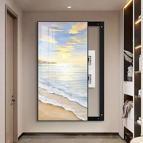 Creative Removable Electric Panel Cover, Decorative Breaker Box Cabinet, Hidden Fuse Box Cover (Blue2, 40x80cm/15.7x31.4 inches) - Stylish Home Improvement Solution