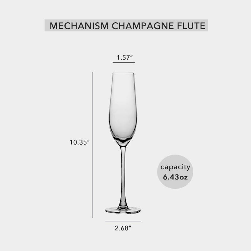 6oz Crystal Champagne Flutes Set of 2 - Artisan-Crafted Lead-Free Stemware, Elegant Sparkling Wine Glasses for Weddings, Anniversaries & Celebrations (Champagne flute)