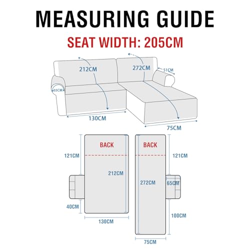 BellaHills 100% Waterproof Sofa Cover L Shape 2 Piece Couch Covers Sectional Chaise Sofa Slipcovers Non Slip Furniture Protectors for Dogs (Right Chaise Lounge Cover + 2 Seat Sofa Cover, Lily Pad)