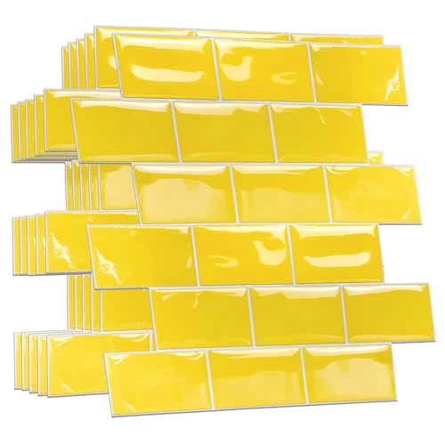 WALPLUS Thicker Glossy Upgrade 3D Stick on Tiles for Bathroom 30x15cm(12x6) DIY Peel and Stick Backsplash Transfers Removable Tile Stickers for Kitchen Splashbacks Renovation 20-Sheets