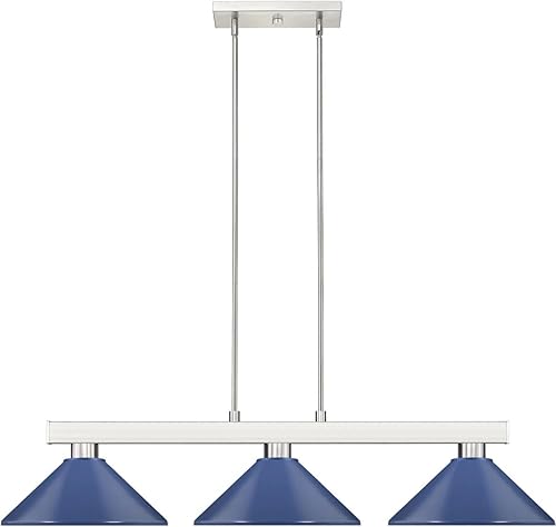 Miniatura 3 de Z-Lite 152BN-MNB - Colgante de cobalto, 3 luces, 300 vatios totales, níquel cepillado