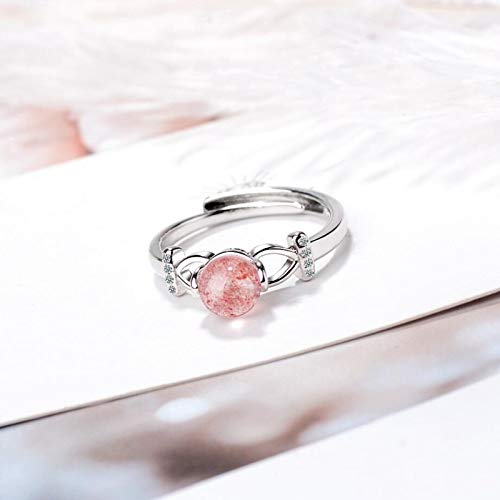 Bague quartz fraise naturel rose bague ajustable d'une élégance intemporelle - 6