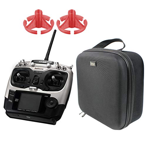 Radiolink AT9S PRO with Portable Case Handbag Rocker Mount 2.4G 12CH Remote Control RC Transmitter with R9DS Receiver For FPV DIY RC Drone Quadcopter Airplane (TX+CASE+Rocker Mount,grey)