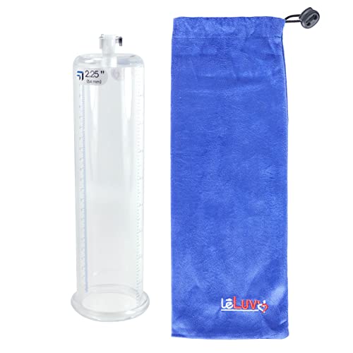 LeLuv Vacuum Cylinder for Enhancement Pumps Seamless Untapered Clear Acrylic with Measurement Marks and Locking Fitting 2.25 inch x 9 inch