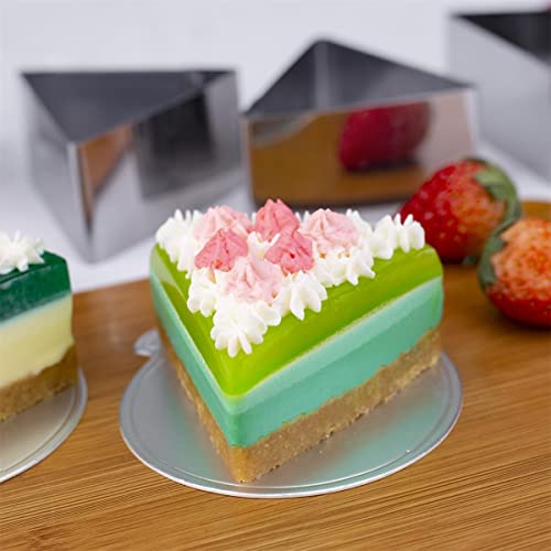 Huinf Triangle Cookie Cutter Molds Set With Pusher,Stainless Steel 3.06X1.57 Inch Triangular Cake Mold For Cooking,Pastry Mousse Small Cookie Cutter Includes 4 Molds + 4 Pusher #TOP2