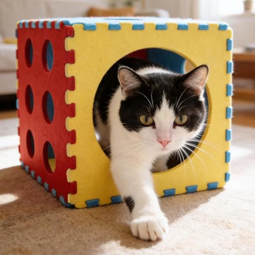 Refugio plegable para gatos con mirilla para ejercicio interior y exterior 4