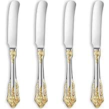 KEAWELL Gorgeous 6.9" Butter Spreader, 18/10 Stainless Steel, Set of 4, Gold Accent Butter Knife
