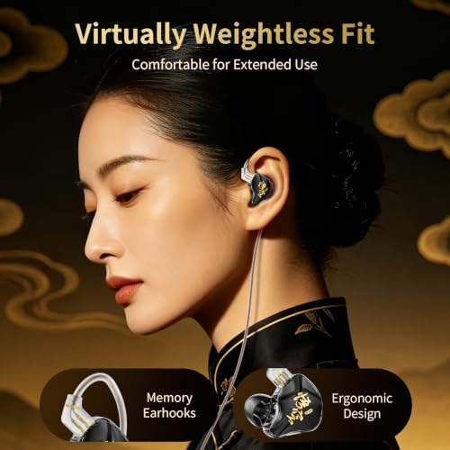 Image of KBEAR K01 PRO Wired Gaming Earbuds, HIFI in Ear Monitor (with mic, Black)