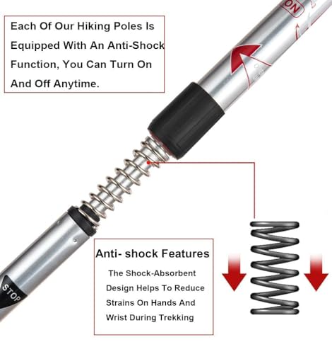 Image of Hiking Trekking Poles, 2 Pack Collapsible,Lightweight, Anti Shock, Hiking or Walking Sticks,Adjustable Hiking Pole for Men and Women (Silver)