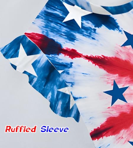 Image of Tkria Girls 4th of July Tank Tops Red White and Blue Shirt Toddler Girl American Flag Patriotic Outfit 2-7 Years