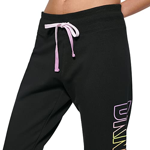 DKNY Calças de Moletom Esportivas Femininas, Preto/raspador, Small