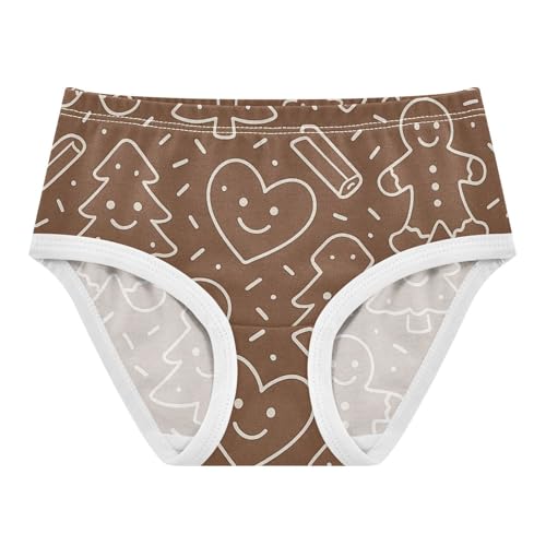 Seamless Gingerbread Pattern Breathable Girls' Panties Organic Underwear for Girls in Sizes 2T,3T, 4T, 5T, 6Y and 8Y